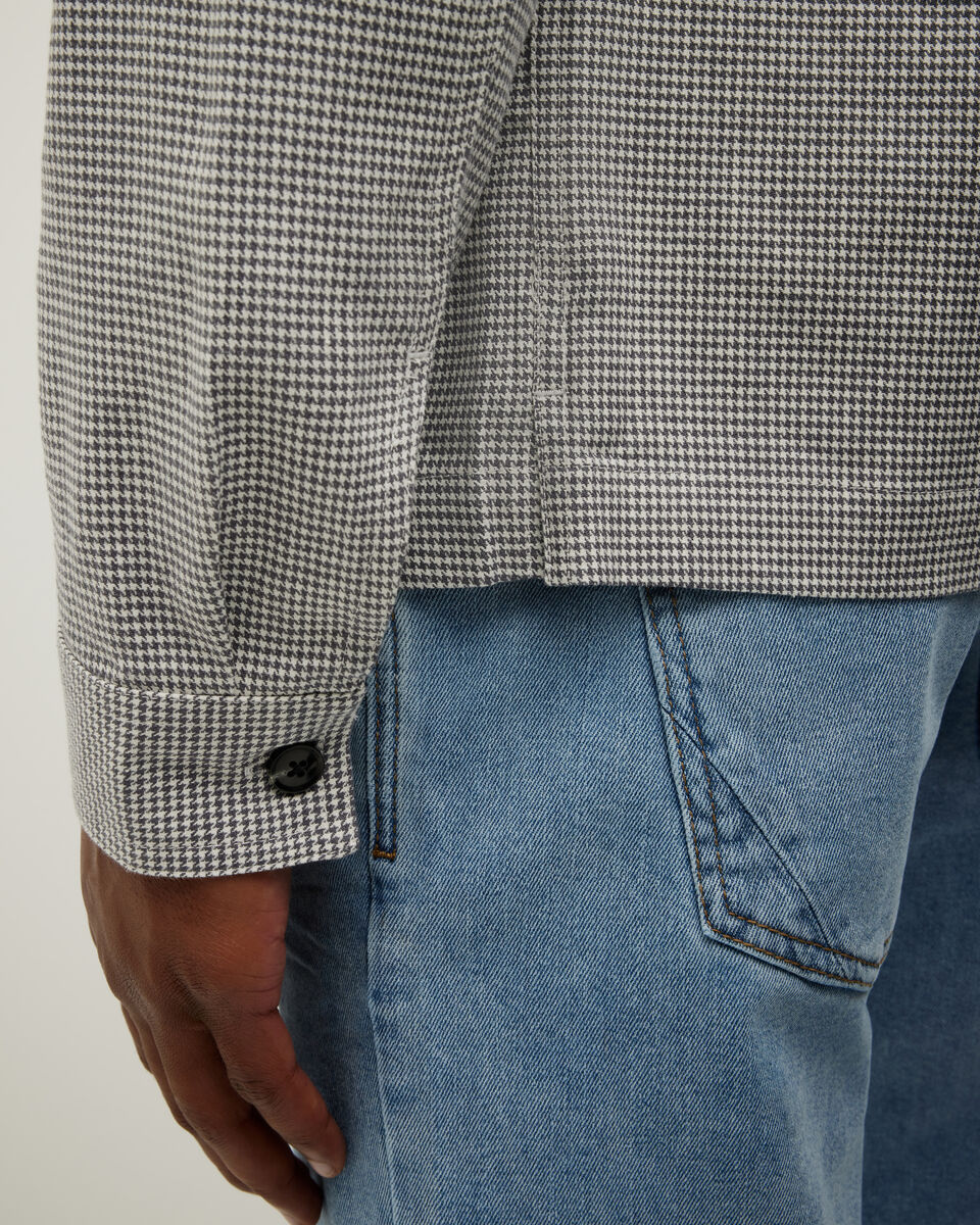 4-pocket Long Sleeve Houndstooth Overshirt, Grey Marle, hi-res